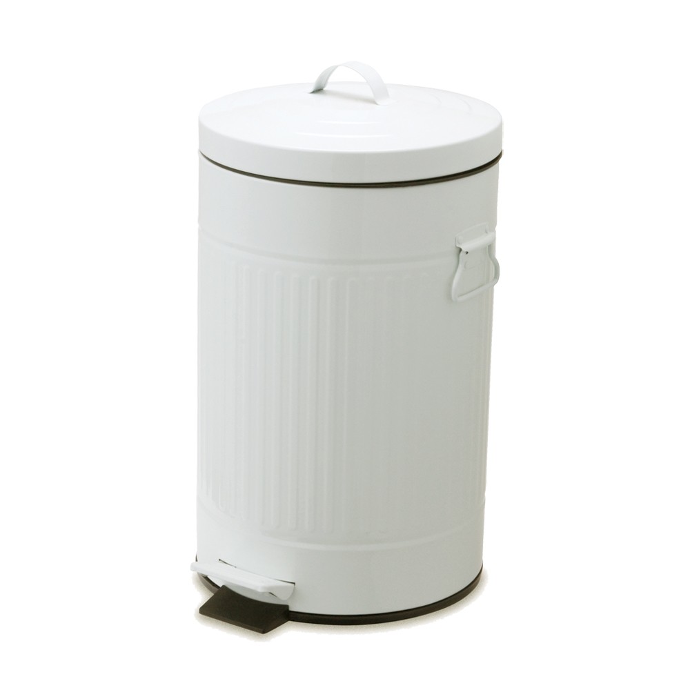 ゴミ箱 ダストボックス ブリキ ラウンド ペダル付き 蓋つき ごみ箱 12リットル 筒形 円筒 ドラム バケツ付き おしゃれ 無地 レトロ キッチン 90313 | ブランド登録なし | 02
