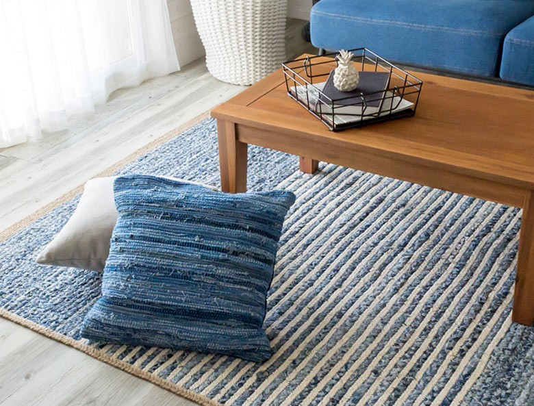 クッションカバー デニム 45×45cm コットン ヌードクッション付き