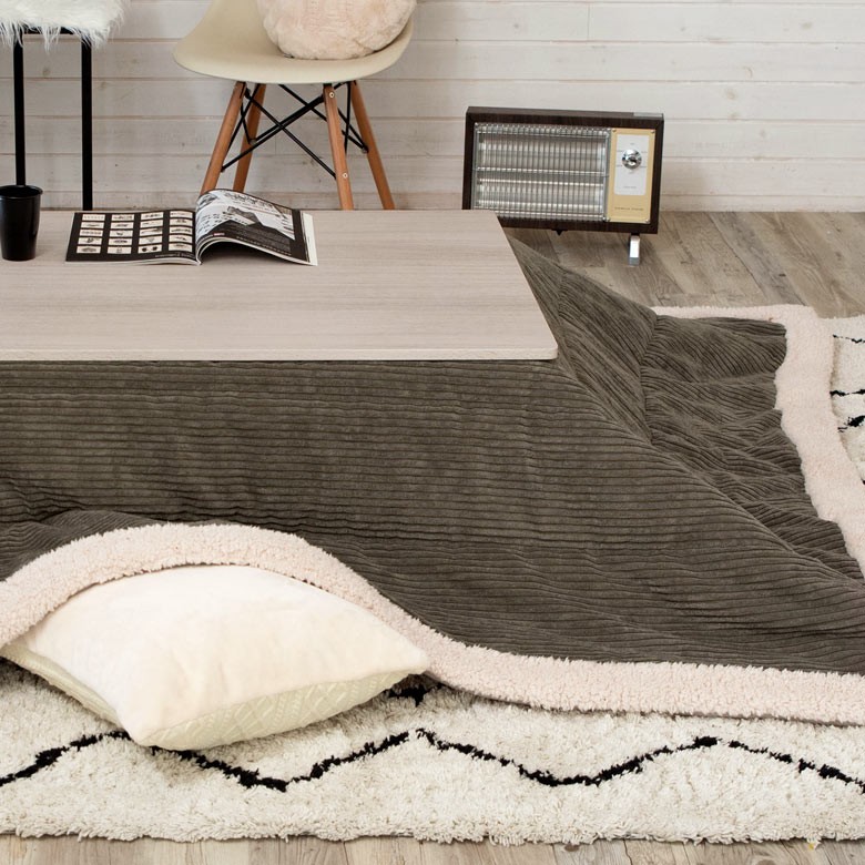 こたつ布団 正方形 約190×190cm 無地 グレー 灰色 コーデュロイ