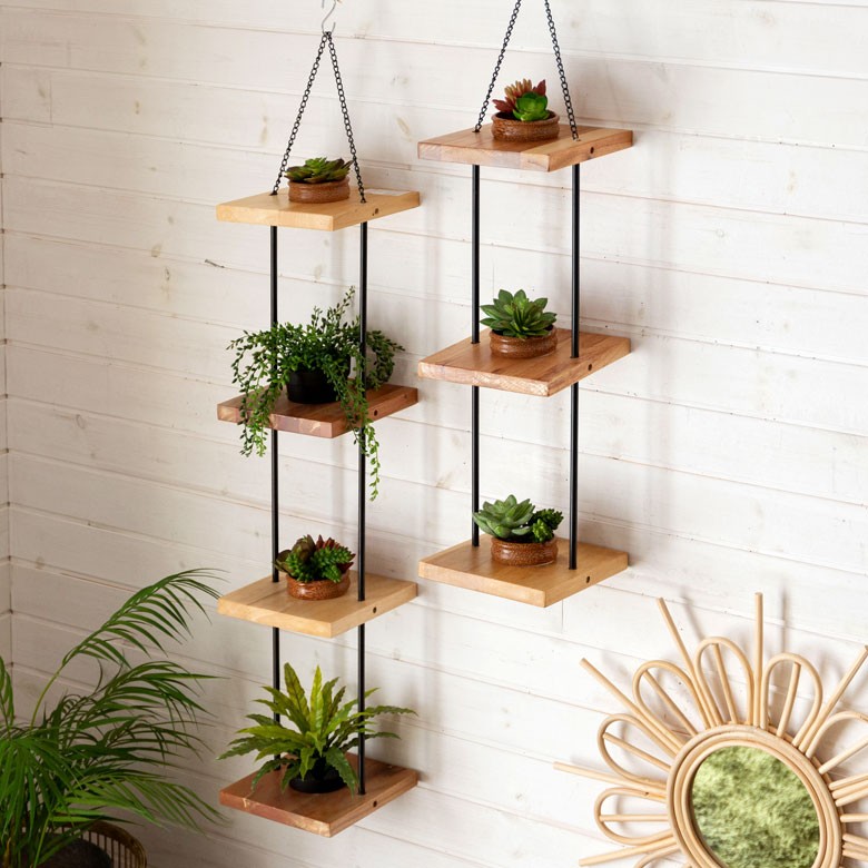 新品　ハンキングプランター　観葉植物　インテリア　木製　アイアン　吊るす　麻紐 プランター ハンギング 吊るす 木製 アイアン 3鉢 ウォール 観葉植物