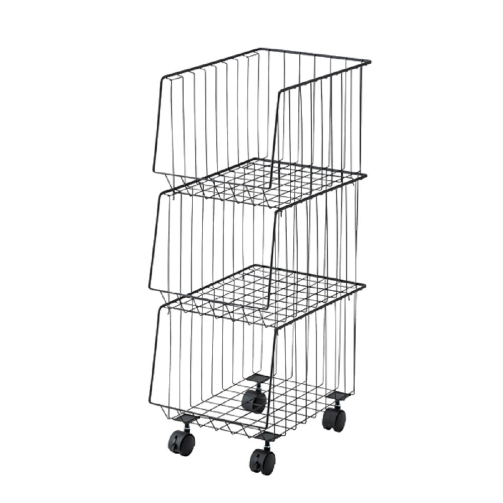 ラック 3段 ワゴン スチール製 キッチンワゴン キャスター付き シンプル インダストリアル 書類入れ デスク周り ランドリー 収納 収納家具 本棚 可動式 91464 | ブランド登録なし | 01