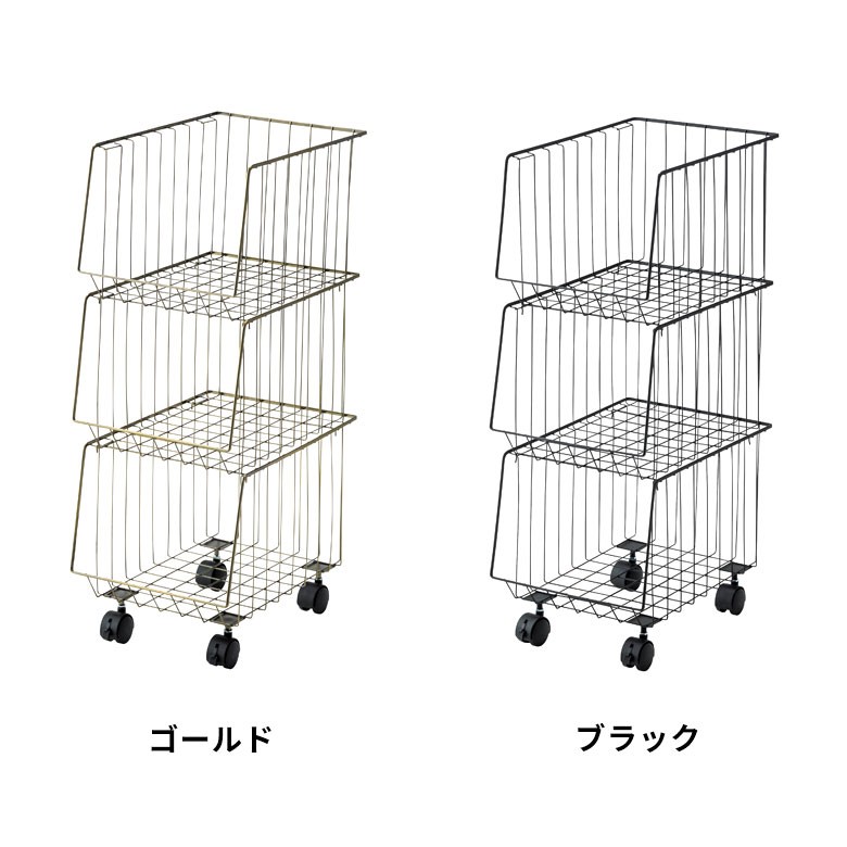 ラック 3段 ワゴン スチール製 キッチンワゴン キャスター付き