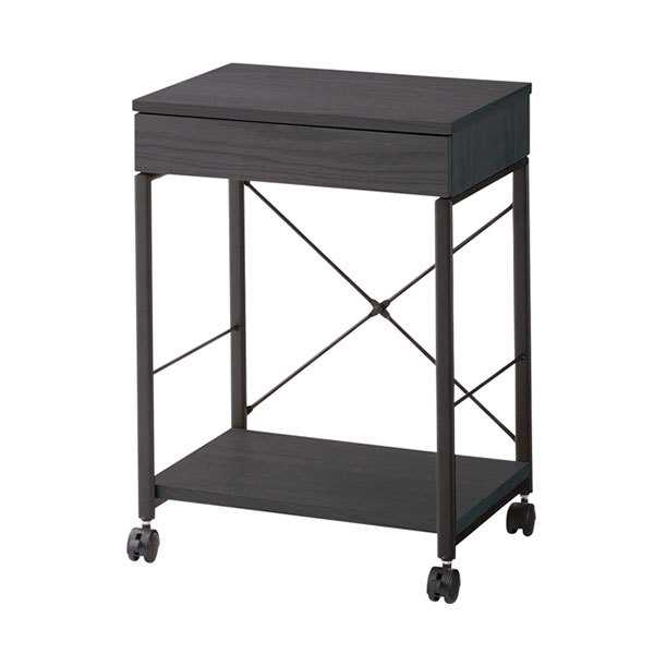 デスク パソコンデスク スチール 木製 W 45 × D 34 × H 61.5 cm  ブラック ナチュラル 引出し付き モノトーン リモートワーク 91508 | ブランド登録なし | 01