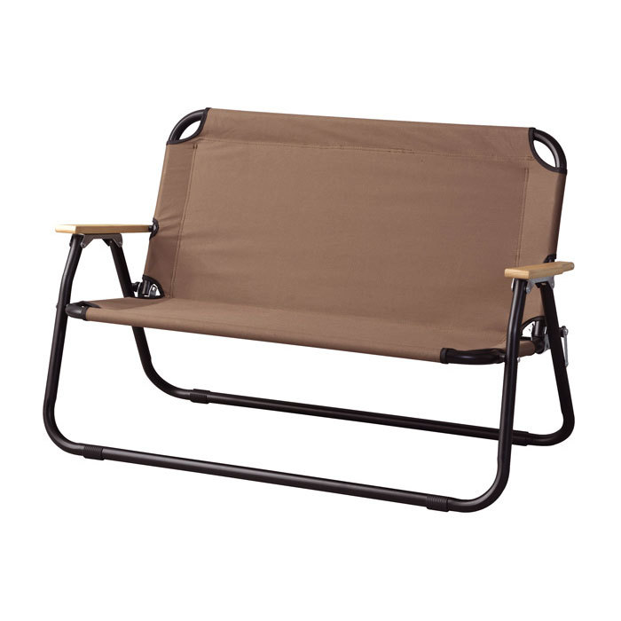 折り畳み式 ロータイプ 2人掛け ブラウン グレー いす アウトドア用品 ロースタイル キャンプ おしゃれ ポータブル 91512 | ブランド登録なし | 01