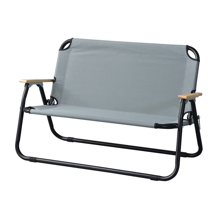 折り畳み式 ロータイプ 2人掛け ブラウン グレー いす アウトドア用品 ロースタイル キャンプ おしゃれ ポータブル 91512 | ブランド登録なし | 02