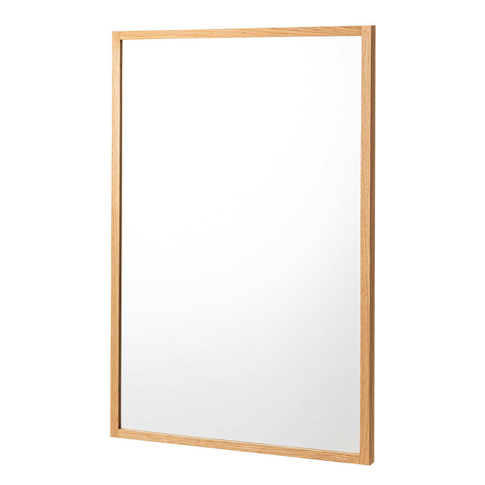 鏡 壁掛け ミラー 長方形 オーク材 ナチュラル 約 W 58cm D 3cm H 88cm ウォール 飛散防止 デコレーション おしゃれ 北欧 インテリア シンプル 西海岸風 91581 | 東谷 | 01