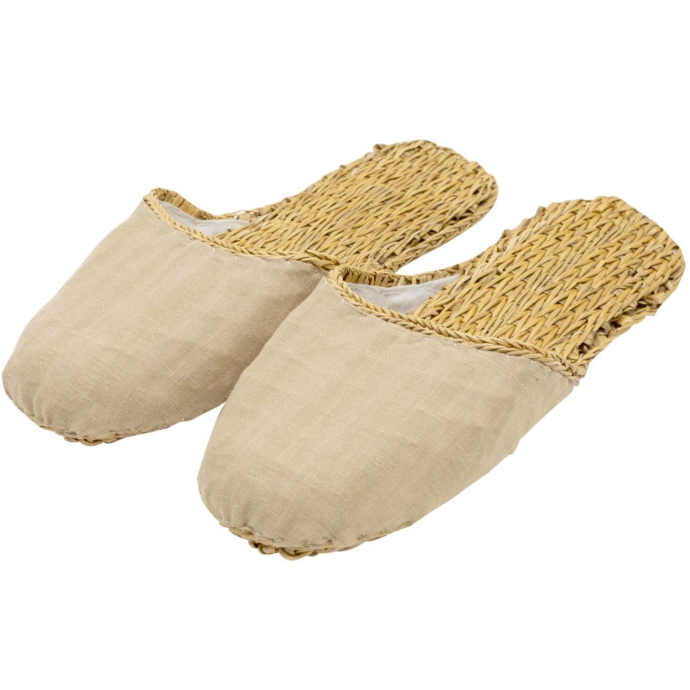スリッパ ルームシューズ  ムギワラ リネン かわいい おしゃれ 無地 レディース ナチュラル 室内履き 涼しい 94719 | ブランド登録なし | 01