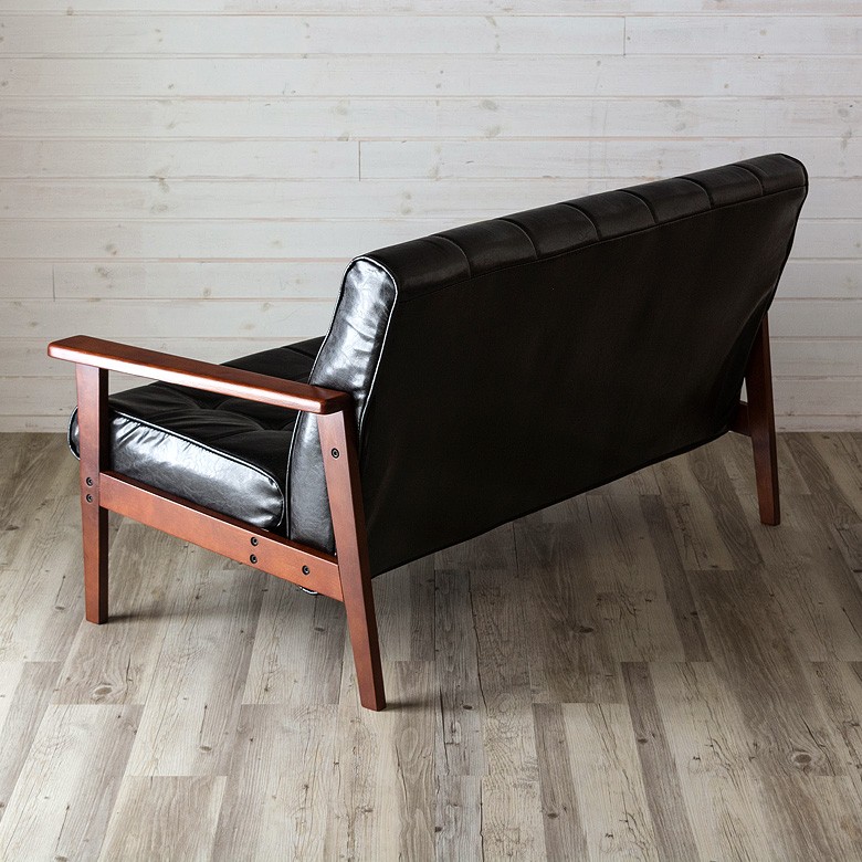 ソファ 2人掛け 合皮レザー 肘掛け 幅135cm ソファー レトロ