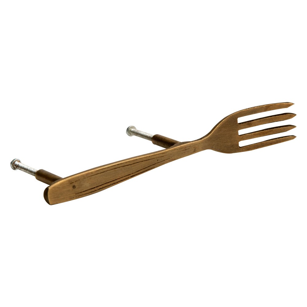 取っ手 ドアノブ 真鍮製 フォーク型 スプーン型 アンティーク風  つまみ DIY 付け替え 引き出し 家具 ハンドル 真鍮ノブ アジア工房 a-1375 | ブランド登録なし | 01