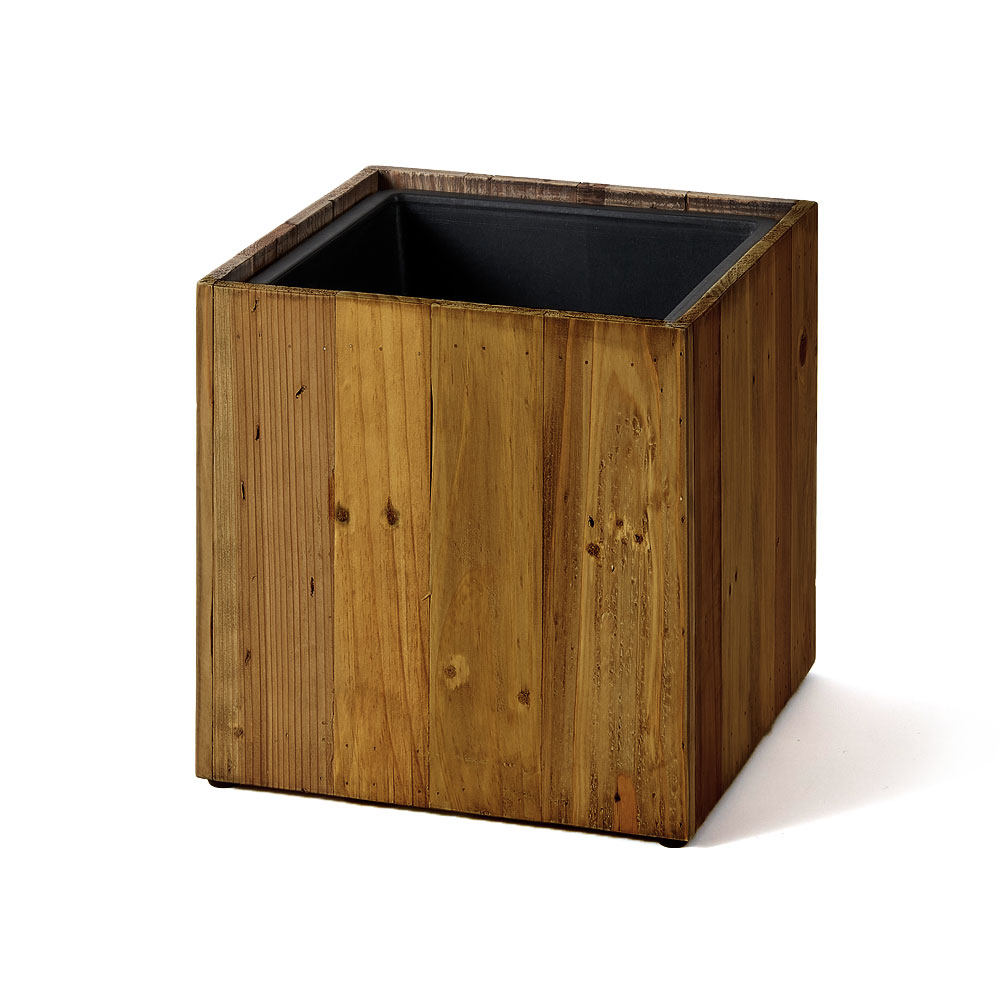 プランターカバー ウッド ボックス スクエア型 Mサイズ 7号用 インナーポット付き 底穴なし 外寸 33.5cm×33.5cm×35cm Botanique ボタニーク 鉢 植木鉢 b-51 | ブランド登録なし | 03