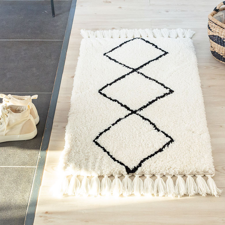 ELEMENTS 玄関マット ラグマット 約 50×80cm ベニオワレン風 メッシュ