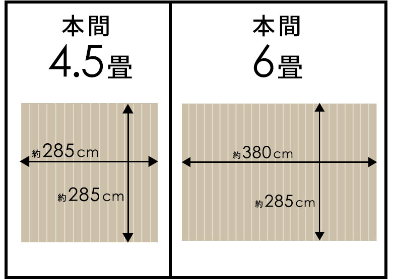 本間4畳半と本間6畳サイズを取り扱っています