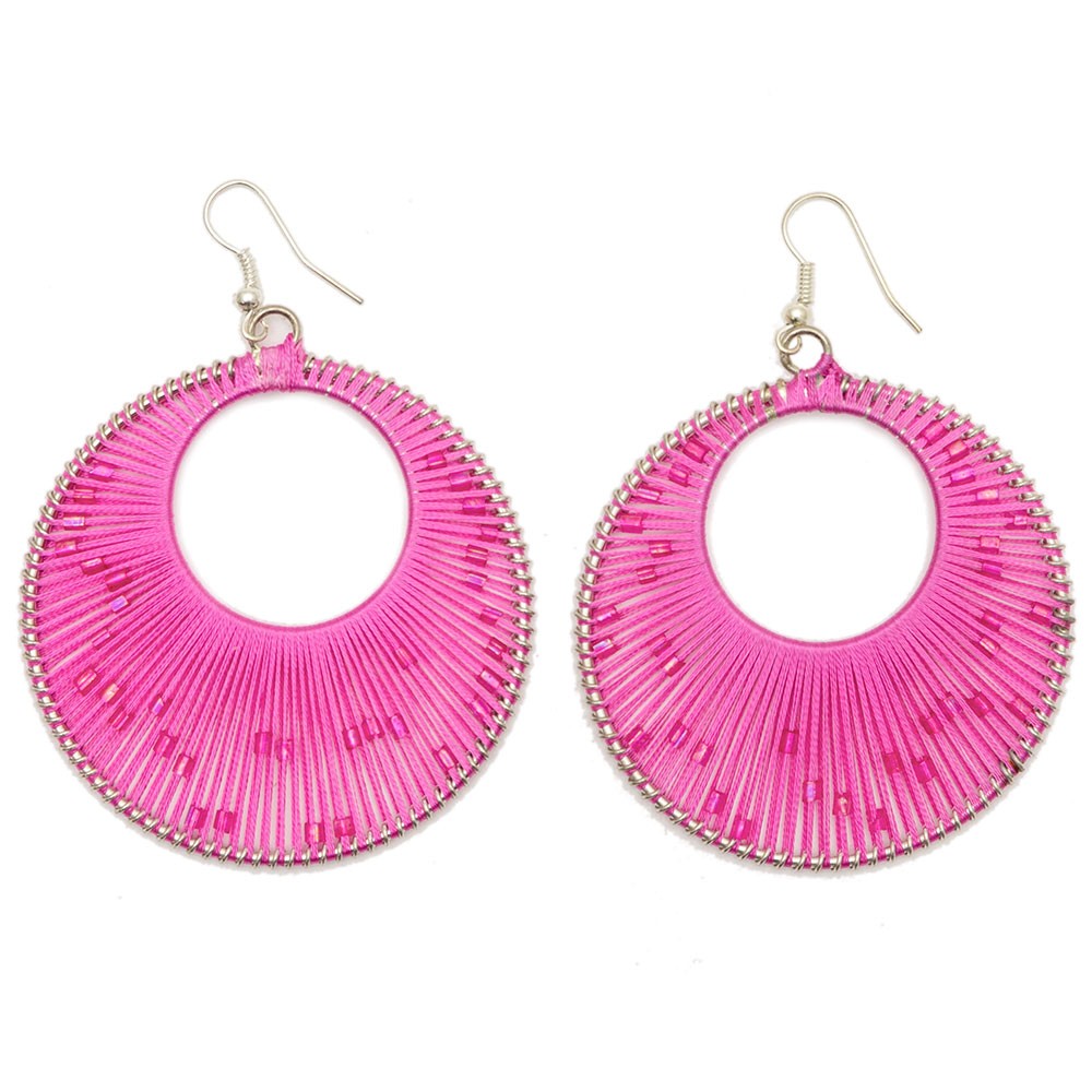 ピアス ピンク ビーズ ラウンド アジアン エスニック おしゃれ 夏 レディース 揺れる ハンドメイド m302 | ブランド登録なし | 01