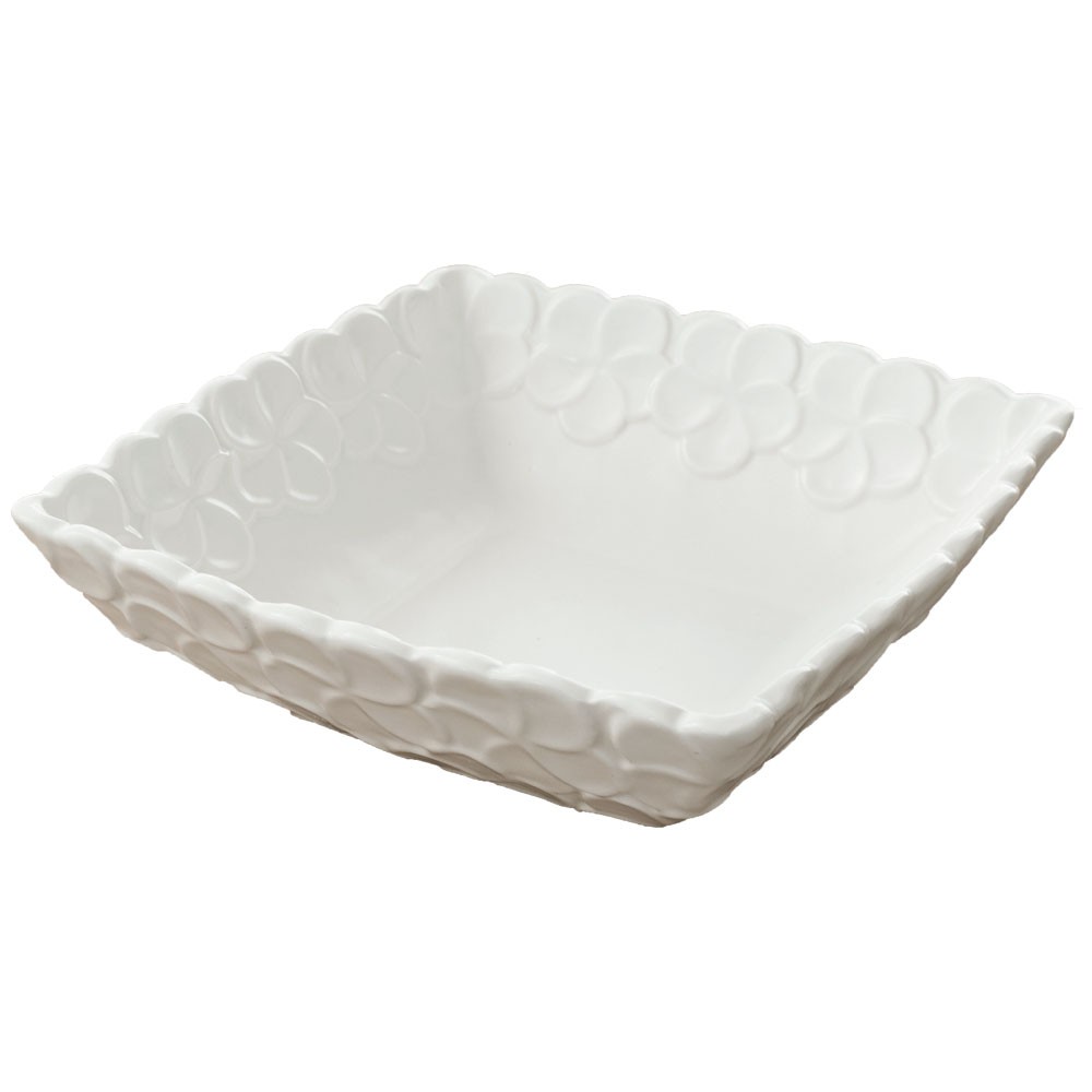 深皿 角皿 陶器 正方形 約21cm角 ボウル 食器 和食器 プルメリア おしゃれ アジア雑貨 pl6-668 | ブランド登録なし | 01