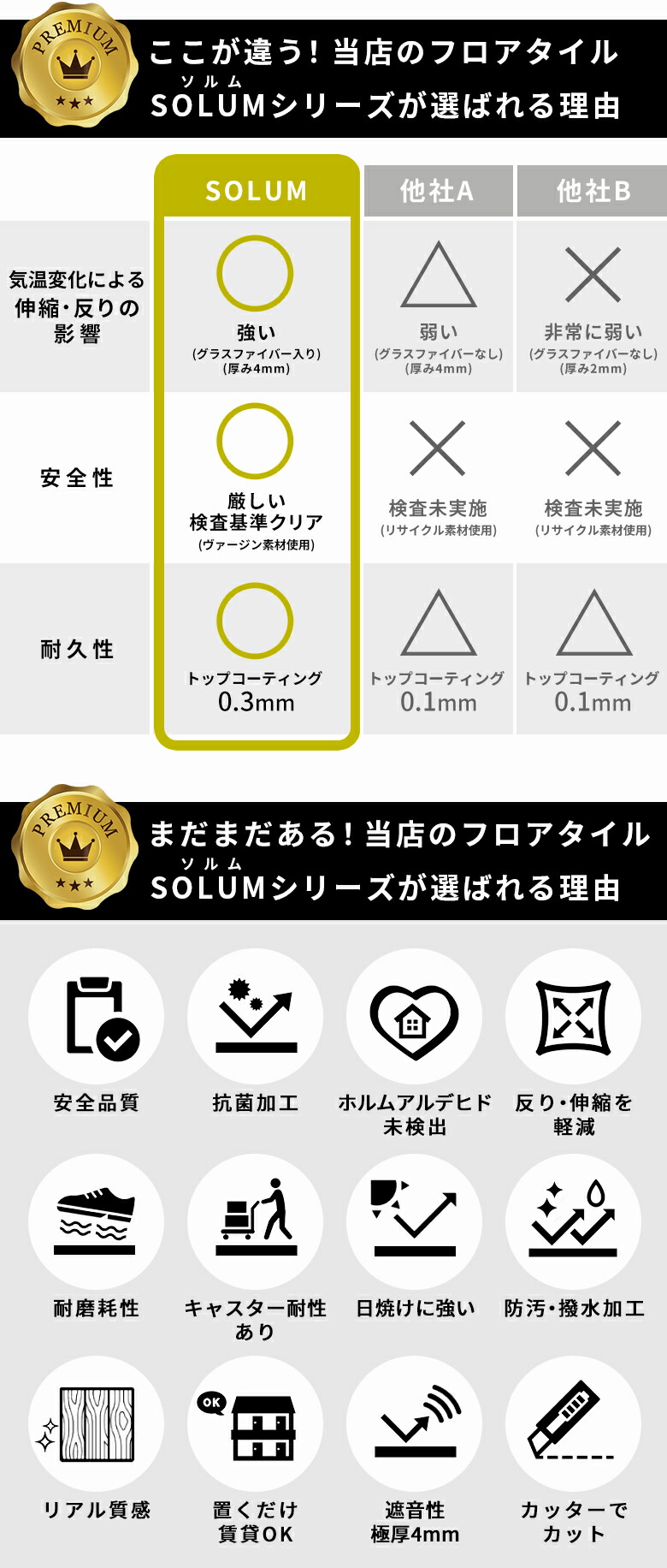 伸縮・反りに強いフロアタイル