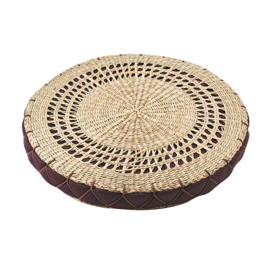 アジアン座布団 シーグラス製 透かし編み 円形 座布団 2色展開 アジア工房 vn5098 | ブランド登録なし | 01