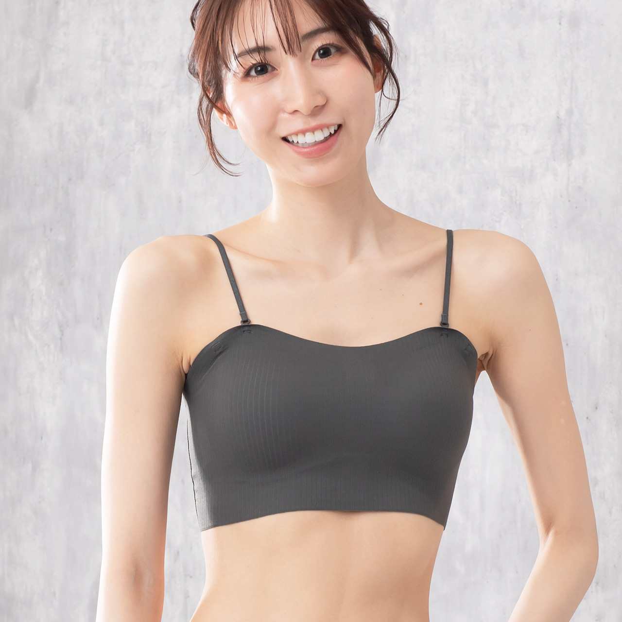 ブラトップ カップ付き キャミソール シームレス リブ 3Way 肌見せ
