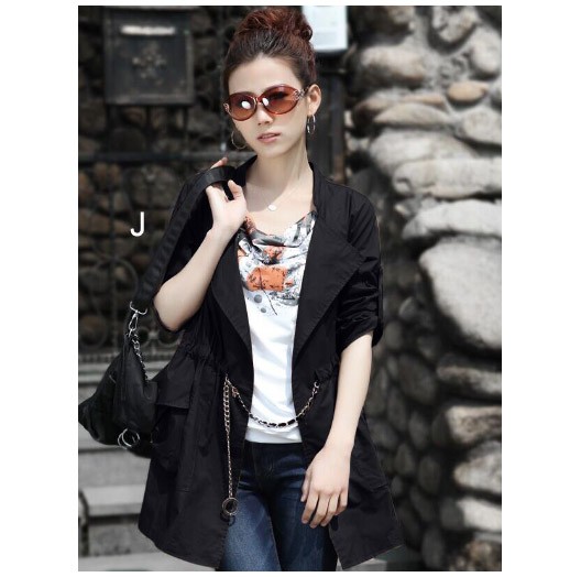 レディース　アウター　ウインドブレーカー　トレンチコート　7分袖　無地　カジュアル　大きいサイズ　大人可愛い　デート　お出かけ　デイリー　ピンク　グレー　ベージュ　グリーン　イエロー　ブルー　ホワイト　ブラック　送料無料