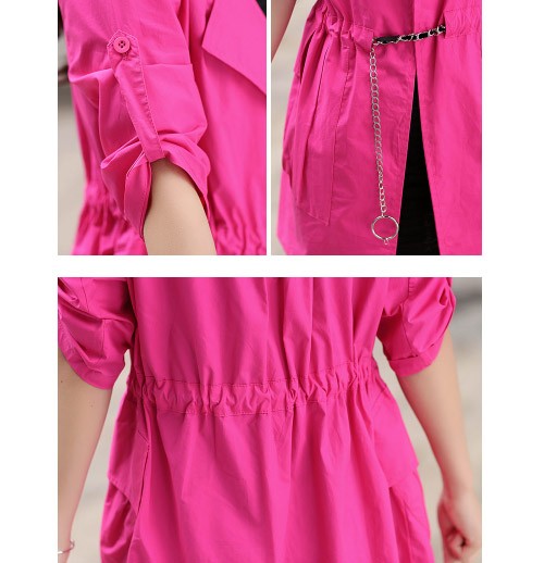 レディース　アウター　ウインドブレーカー　トレンチコート　7分袖　無地　カジュアル　大きいサイズ　大人可愛い　デート　お出かけ　デイリー　ピンク　グレー　ベージュ　グリーン　イエロー　ブルー　ホワイト　ブラック　送料無料