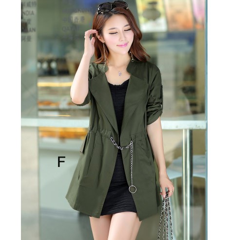 レディース　アウター　ウインドブレーカー　トレンチコート　7分袖　無地　カジュアル　大きいサイズ　大人可愛い　デート　お出かけ　デイリー　ピンク　グレー　ベージュ　グリーン　イエロー　ブルー　ホワイト　ブラック　送料無料