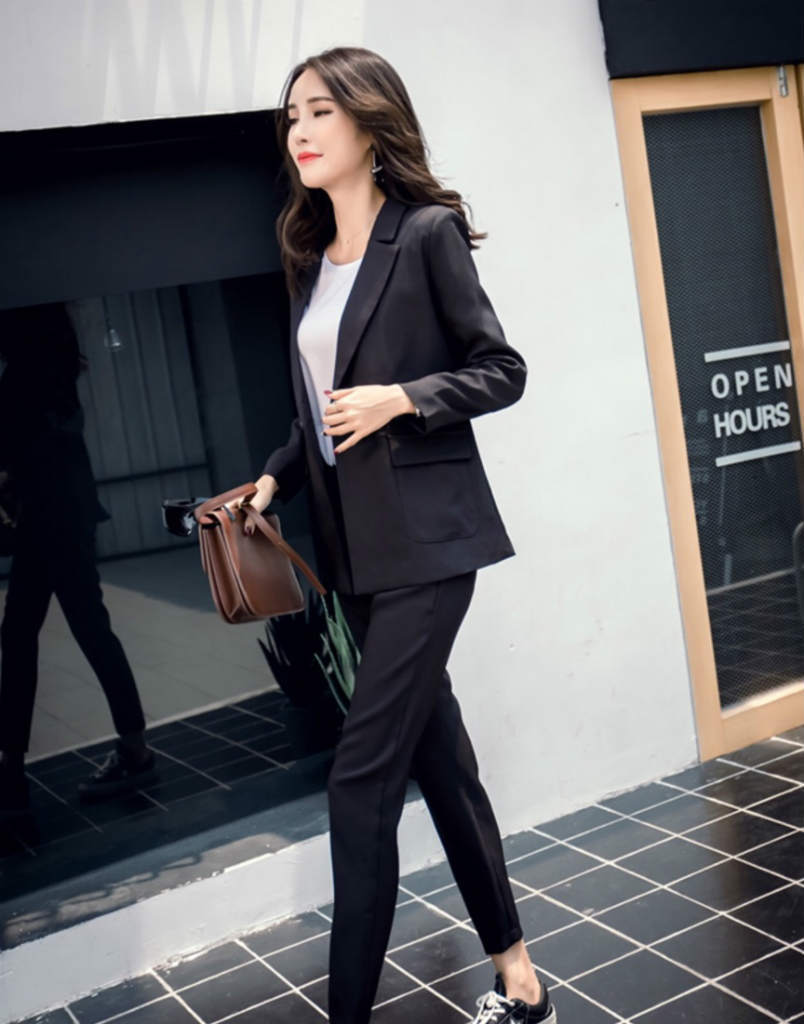 レディース 韓国ファッション セットアップ パンツスーツ 長袖