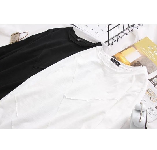 レディース　カットソー　無地　長袖　ロングTシャツ　ロンT　ラウンドネック　ベーシック　トップス　カジュアル　キュート　大人　可愛い　フェミニン　おしゃれ　お出かけ　デイリー　ブラック　ホワイト　フリーサイズ　ワンサイズ　送料無料