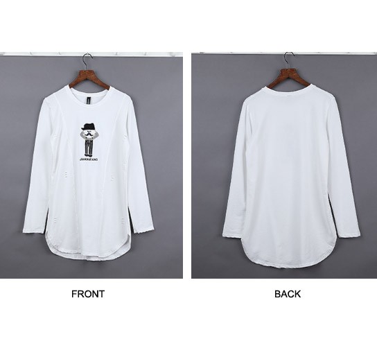 レディース　カットソー　プリント　ロング丈　長袖　ロングTシャツ　ロンT　ラウンドネック　ベーシック　トップス　カジュアル　キュート　大人　可愛い　フェミニン　おしゃれ　お出かけ　デイリー　グレー　ブラック　ホワイト　Ｍ　Ｌ　XL　サイズ　送料無料