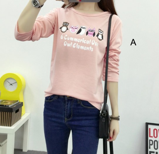 レディース　カットソー　プリント　長袖　ロングTシャツ　ロンT　ラウンドネック　ベーシック　トップス　カジュアル　キュート　大人　可愛い　フェミニン　おしゃれ　お出かけ　デイリー　ピンク　ネイビー　紺色　Ｍ　Ｌ　XL　XXL　大きいサイズ　送料無料