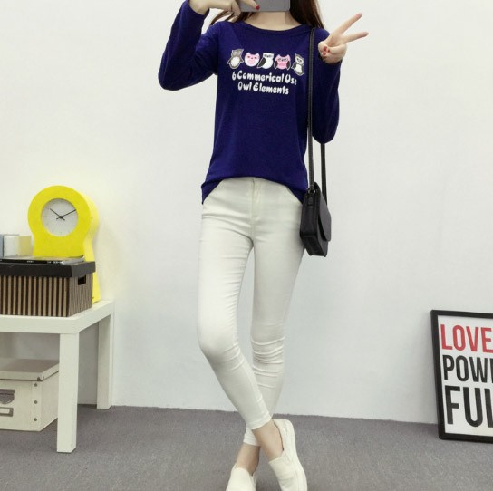 レディース　カットソー　プリント　長袖　ロングTシャツ　ロンT　ラウンドネック　ベーシック　トップス　カジュアル　キュート　大人　可愛い　フェミニン　おしゃれ　お出かけ　デイリー　ピンク　ネイビー　紺色　Ｍ　Ｌ　XL　XXL　大きいサイズ　送料無料