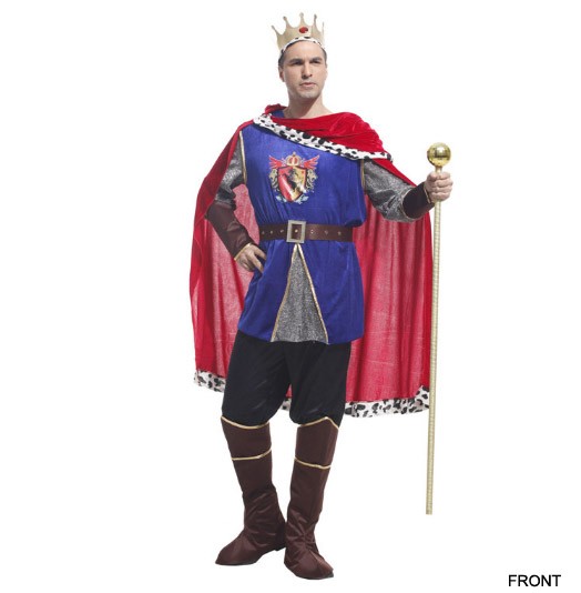 メンズ　コスチューム　王子様　国王　王様　プリンス　キング　コスプレ　衣装　アニメ　大きいサイズ　本格派　リアルデザイン　公演　演劇　ハロウィン　イベント　パーティ　仮装　ブルー×レッド　送料無料
