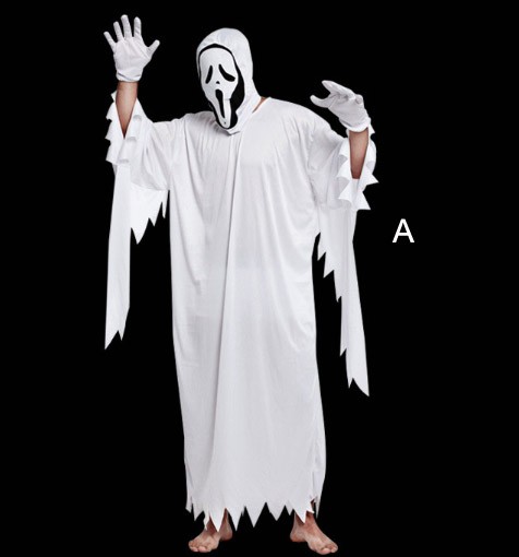 レディース　メンズ　キッズ　ジュニア　コスチューム　お化け　死神　マント　可愛い　コスプレ　衣装　フリーサイズ　本格派　リアルデザイン　公演　演劇　ハロウィン　イベント　パーティ　仮装　ホワイト　送料無料