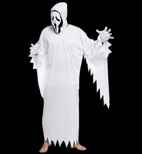 レディース　メンズ　キッズ　ジュニア　コスチューム　お化け　死神　マント　可愛い　コスプレ　衣装　フリーサイズ　本格派　リアルデザイン　公演　演劇　ハロウィン　イベント　パーティ　仮装　ホワイト　送料無料