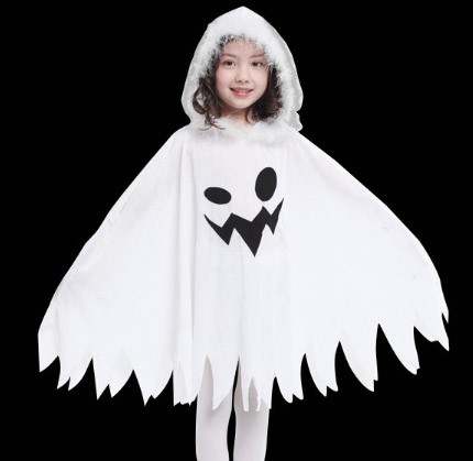 レディース　メンズ　キッズ　ジュニア　コスチューム　お化け　死神　マント　可愛い　コスプレ　衣装　フリーサイズ　本格派　リアルデザイン　公演　演劇　ハロウィン　イベント　パーティ　仮装　ホワイト　送料無料
