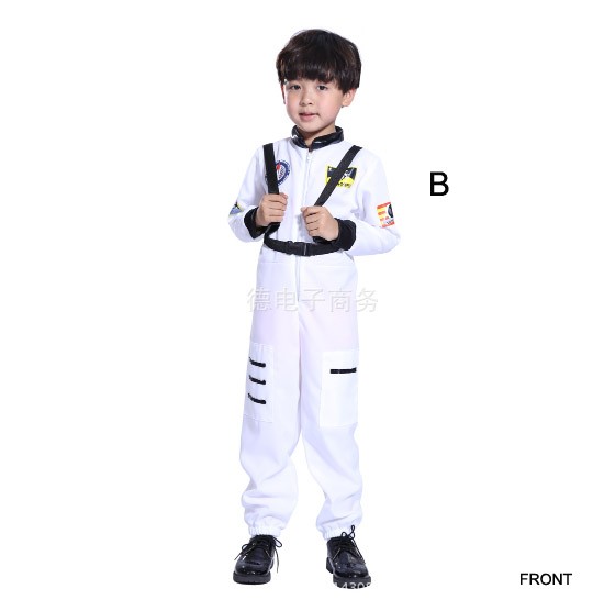 キッズ　ジュニア　コスチューム　宇宙飛行士　宇宙服　コスプレ　衣装　本格派　リアルデザイン　公演　演劇　ハロウィン　イベント　パーティ　仮装　オレンジ　ホワイト　送料無料