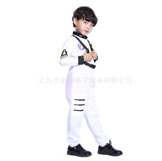 キッズ　ジュニア　コスチューム　宇宙飛行士　宇宙服　コスプレ　衣装　本格派　リアルデザイン　公演　演劇　ハロウィン　イベント　パーティ　仮装　オレンジ　ホワイト　送料無料