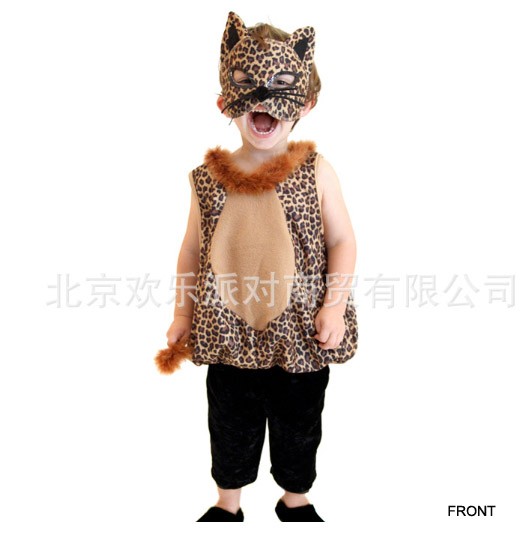 キッズ　ジュニア　コスチューム　豹　ヒョウ　フェイスマスク　ロンパース　アニマル　コスプレ　衣装　本格派　リアルデザイン　公演　演劇　ハロウィン　イベント　パーティ　仮装　ゴールド　送料無料