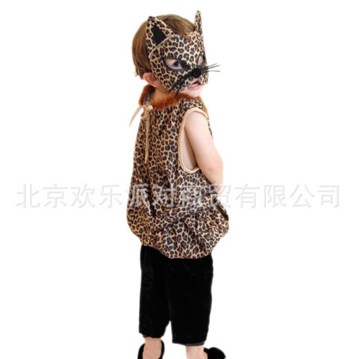 キッズ　ジュニア　コスチューム　豹　ヒョウ　フェイスマスク　ロンパース　アニマル　コスプレ　衣装　本格派　リアルデザイン　公演　演劇　ハロウィン　イベント　パーティ　仮装　ゴールド　送料無料