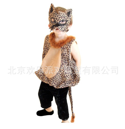 キッズ　ジュニア　コスチューム　豹　ヒョウ　フェイスマスク　ロンパース　アニマル　コスプレ　衣装　本格派　リアルデザイン　公演　演劇　ハロウィン　イベント　パーティ　仮装　ゴールド　送料無料