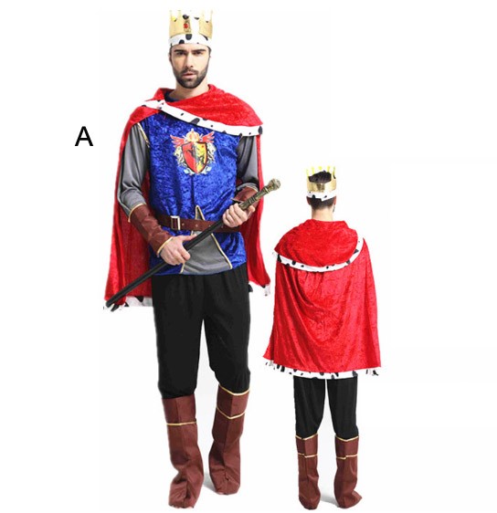 メンズ　キッズ　ジュニア　コスチューム　王子様　国王　王様　プリンス　キング　コスプレ　衣装　アニメ　大きいサイズ　本格派　リアルデザイン　公演　演劇　ハロウィン　イベント　パーティ　仮装　ブルー×レッド　送料無料