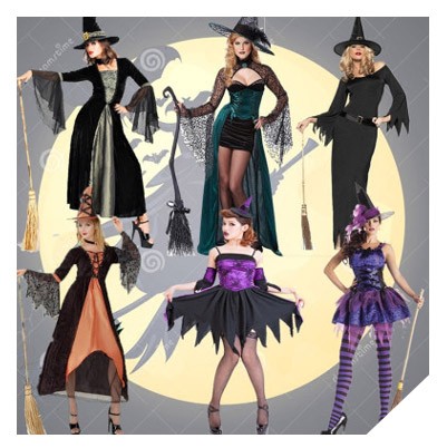 レディース　コスチューム　魔女　悪魔　魔法使い　占い師　妖精　コスプレ　衣装　フリーサイズ　本格派　リアルデザイン　公演　演劇　ハロウィン　イベント　パーティ　仮装　ブラック　送料無料