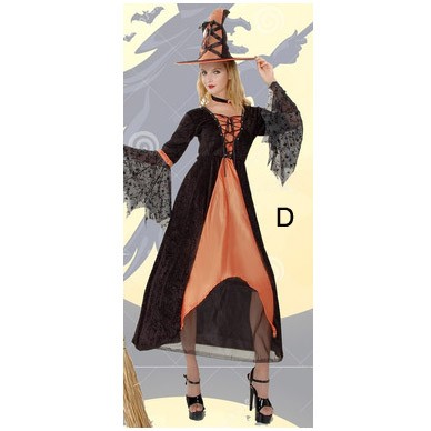 レディース　コスチューム　魔女　悪魔　魔法使い　占い師　妖精　コスプレ　衣装　フリーサイズ　本格派　リアルデザイン　公演　演劇　ハロウィン　イベント　パーティ　仮装　ブラック　送料無料