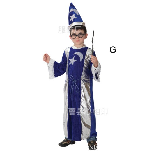 キッズ　ジュニア　コスチューム　魔女　悪魔　魔法使い　占い師　妖精　コスプレ　衣装　フリーサイズ　本格派　リアルデザイン　公演　演劇　ハロウィン　イベント　パーティ　仮装　パープル　ブラック　オレンジ　送料無料