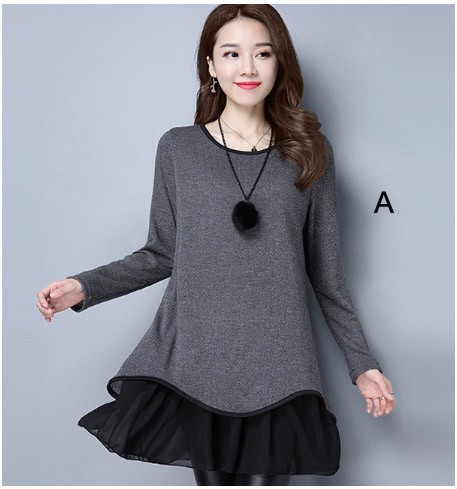 レディース　長袖　Tシャツ　カットソー　ラウンドネック　ロングスリーブ　トップス　カジュアル　キュート　大人　可愛い　フェミニン　おしゃれ　お出かけ　デイリー　グレー　ブラウン　イエロー　ネイビー　Ｌ　XL　2XL　3XL　4XL　5XL　大きいサイズ　送料無料