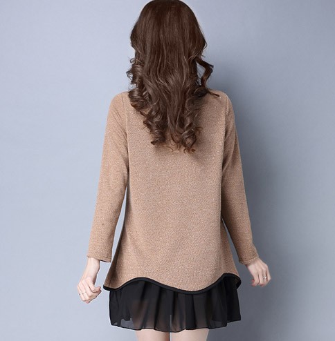 レディース　長袖　Tシャツ　カットソー　ラウンドネック　ロングスリーブ　トップス　カジュアル　キュート　大人　可愛い　フェミニン　おしゃれ　お出かけ　デイリー　グレー　ブラウン　イエロー　ネイビー　Ｌ　XL　2XL　3XL　4XL　5XL　大きいサイズ　送料無料