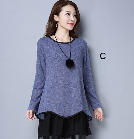 レディース　長袖　Tシャツ　カットソー　ラウンドネック　ロングスリーブ　トップス　カジュアル　キュート　大人　可愛い　フェミニン　おしゃれ　お出かけ　デイリー　グレー　ブラウン　イエロー　ネイビー　Ｌ　XL　2XL　3XL　4XL　5XL　大きいサイズ　送料無料