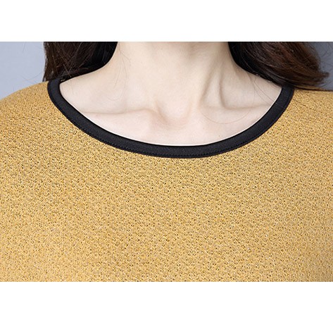 レディース　長袖　Tシャツ　カットソー　ラウンドネック　ロングスリーブ　トップス　カジュアル　キュート　大人　可愛い　フェミニン　おしゃれ　お出かけ　デイリー　グレー　ブラウン　イエロー　ネイビー　Ｌ　XL　2XL　3XL　4XL　5XL　大きいサイズ　送料無料