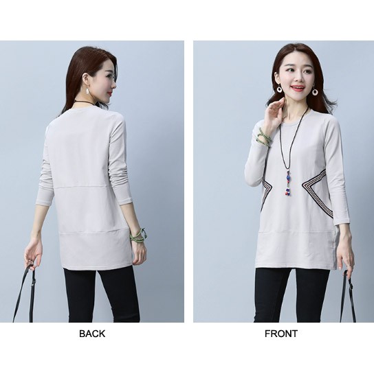 レディース　カットソー　長袖　Tシャツ　クルーネック　ロングスリーブ　トップス　カジュアル　キュート　大人　可愛い　フェミニン　おしゃれ　お出かけ　デイリー　グレー　ブラウン　茶色　灰色　M　Ｌ　XL　2XL　3XL　4XL　大きいサイズ　送料無料