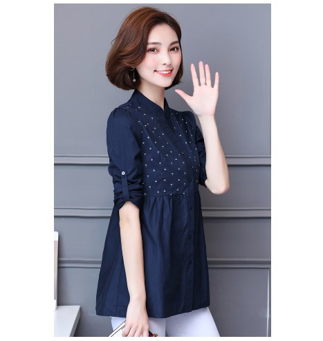 レディース　ブラウス　カットソー　長袖　ロングスリーブ　トップス　カジュアル　キュート　大人　可愛い　フェミニン　おしゃれ　お出かけ　デイリー　レッド　ブルー　ネイビー　赤　青　紺色　M　Ｌ　XL　2XL　3XL　4XL　5XL　大きいサイズ　送料無料