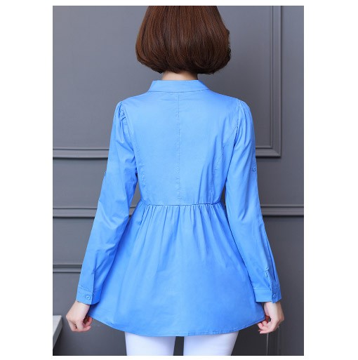 レディース　ブラウス　カットソー　長袖　ロングスリーブ　トップス　カジュアル　キュート　大人　可愛い　フェミニン　おしゃれ　お出かけ　デイリー　レッド　ブルー　ネイビー　赤　青　紺色　M　Ｌ　XL　2XL　3XL　4XL　5XL　大きいサイズ　送料無料