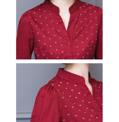 レディース　ブラウス　カットソー　長袖　ロングスリーブ　トップス　カジュアル　キュート　大人　可愛い　フェミニン　おしゃれ　お出かけ　デイリー　レッド　ブルー　ネイビー　赤　青　紺色　M　Ｌ　XL　2XL　3XL　4XL　5XL　大きいサイズ　送料無料